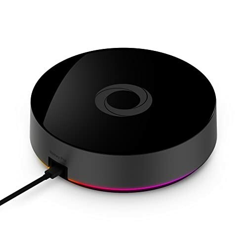 Black circular wireless charger with cable