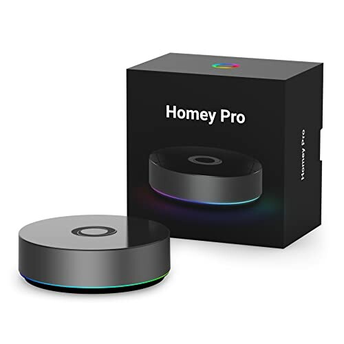 Homey Pro smart home hub and packaging