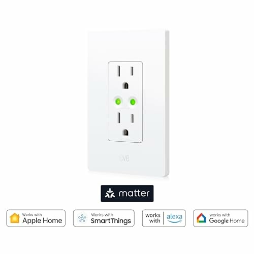 Smart wall outlet compatible with Apple Home, SmartThings, Alexa, Google Home